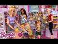 Barbie Supermarket Grocery Shopping Routine with Miniature Food