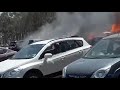 massive burning cars