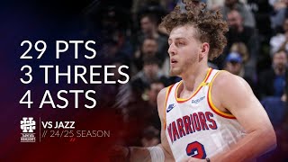 Brandin Podziemski 29 pts 3 threes 4 asts vs Jazz 24/25 season