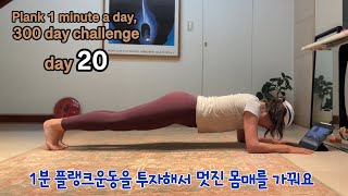 갱년기 아줌마의 뱃살빼기 프로젝트, 플랭크 하루 딱 1분/300일 도전, 20일째 #plankworkout #plankeveryday #plank