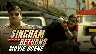 Ajay Devgn Saves Anupam Kher | Singham Returns | Movie Scene