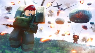 ROBLOX D-DAY BUT... i lead a 100 player PARACHUTE RAID - Day of Infamy