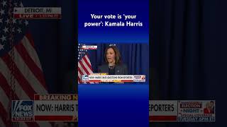 Kamala Harris takes questions from reporters in brief gaggle #shorts