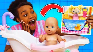Bedtime stories for baby doll. Evening routine with baby dolls. Baby born doll videos for kids.