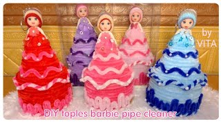 DIY BIRTHDAY CAKE pipe cleaner / tutorial storage toples hias BARBIE kawat bulu mercy pipe cleaner