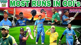 Most Runs in ODI cricket history (1970-2022) | Top 10 batsmans in odi cricket | 2022