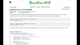 Java Practice It | Exercise 4.10: printGPA | for loop if/else input method basics Scanner