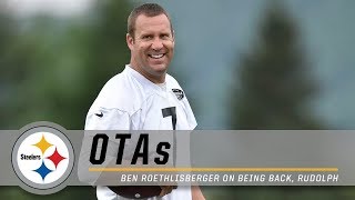 Steelers QB Ben Roethlisberger is happy to be back on the field, helping Mason Rudolph | OTAs