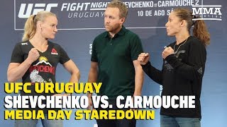 Valentina Shevchenko vs. Liz Carmouche UFC Uruguay Media Day Staredown - MMA Fighting