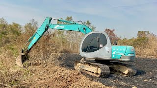 KOBELCO SK120-3 Mrak5-Super เคลียริ่งพื้นที่เตรียมถมที่ขุดดินคันนาออก เร่งเครื่องแค่50เปอร์เซ็นต์￼