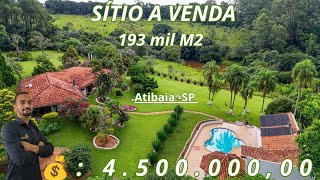 Sitio a venda em Atibaia com lago e 193 mil metros de terreno,ótimo para plantações e criação...