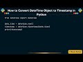 How to Convert DateTime Object to Timestamp in Python