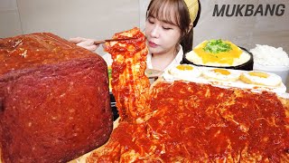 SUB) 실비김치에 대왕 통스팸 흰밥 계란후라이 치즈계란찜까지 먹방 SPICY SILBI KIMCHI CHEESE STEAMED EGGS REAL SOUND ASMR MUKBANG