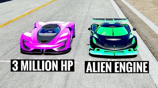 3 MILLION HP SRT Tomahakw X VGT vs Koenigsegg Jesko Alien Engine - 20 KM Drag Race