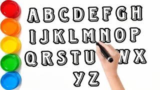 ABCDEFGHIJKLMNOPQRSTUVWXYZ , Easy Draw and Paint Alphabet A to Z, 123456789  @AritriArts