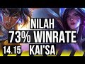 NILAH & Yuumi vs KAI'SA & Zed (ADC) | 73% winrate, 16/1/1, Legendary | VN Grandmaster | 14.15