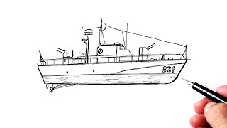 How to draw a Army ship easy