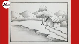 Landscape Scenery Drawing / Easy Scenery /Easy Drawing / Pencil Shading