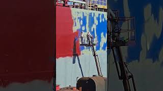 This is how you paint a big ship #ship #shipping #boat #paint #painting #vessel #sea #high #machine