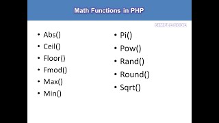 PHP Math functions | Math Functions in PHP | simple code | simplecode