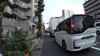 【自転車車載・夕方】千住新橋〜国道4号日光街道〜北千住駅入口〜足立市場前〜千住大橋付近(2022/08/08)