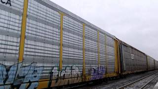 CP 247 w/ CP Engines 9664 \u0026 9571 lead this long EB Autoracker/mixed freight train thru Lisgar GO