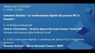 17.12.2021 - Seminario Tematico   La trasformazione digitale dei percorsi VET in Erasmus+