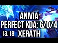 ANIVIA vs XERATH (MID) | 6/0/4, 3.0M mastery, Rank 7 Anivia, 600+ games | NA Grandmaster | 13.18