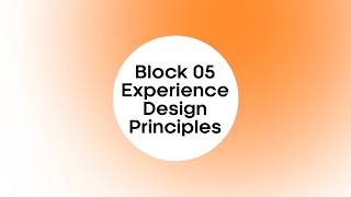 Block 5 - Experience Design Principles