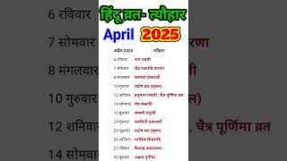 व्रत त्यौहार संपूर्ण लिस्ट अप्रैल 2025 | Festival list 2025