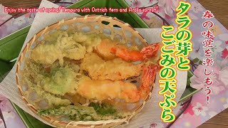 春の味覚を楽しもう！「タラの芽とこごみの天ぷら」Enjoy the taste of spring!\