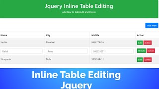 Inline Table Editing using jQuery | jQuery tutorial | jQuery tutorial for beginners