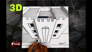 How to Draw a Building On Paper  - 3D Trick Art - Optical illusion