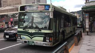 京都市バス207系統 いすゞエルガ 四条大宮•東寺行き 四条京阪前発車