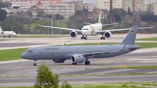 Luftwaffe Airbus A321LR German Air Force landing \u0026 Takeoff at Lisbon Airport