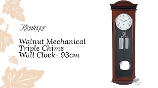 93cm Walnut Mechanical Triple Chime Wall Clock By KIENINGER