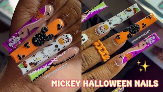 ✨ MICKEY HALLOWEEN NAILS 🐭🎃💚🖤💜👻 NAIL ART 🎨 BEGINNER FRIENDLY ACRYLIC NAIL TUTORIAL ✨