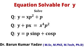 Equation solvable for y in Hindi | first order and higher degree  | part 5 |