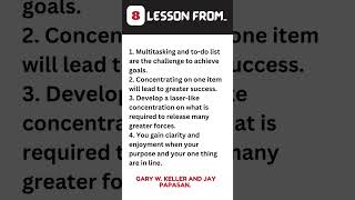 8 Lesson From "The One Thing" by Gary W. Keller and Jay Papasan #shorts #bookreview #booksummary