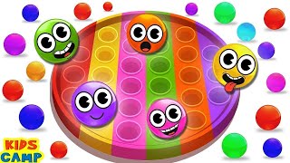 💛❤️ POP IT Dancing Colorful Balls,  Finger Family Song | Educational Videos For Toddlers 💜💚🧡