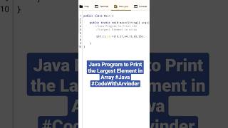 Print the largest element in array java program | Java array program #coding #java #array #dsa