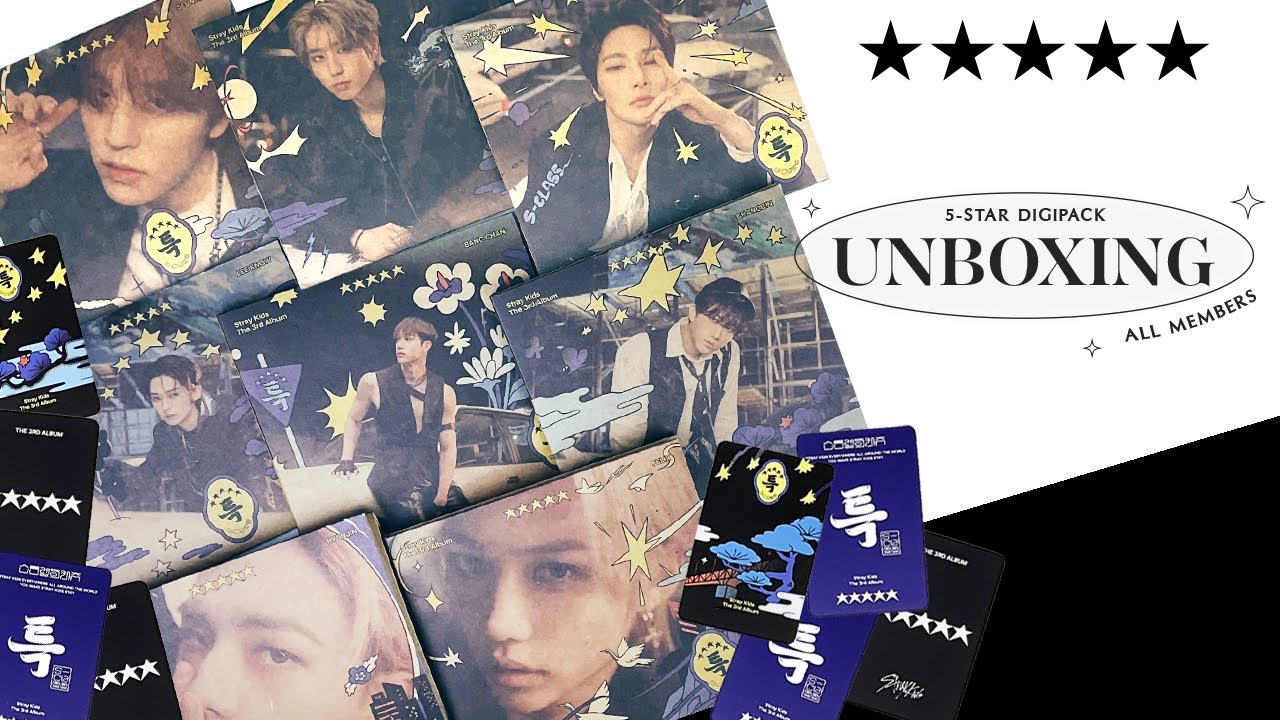 Unboxing Stray Kids 5-STAR Digipacks ★★★★★ All Member Copies (ot8) 💫 ...