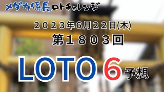 【ロト6予想】2023年6月22日 第1803回　メダカ係長チャレンジ4回目（データ予想とAI予想）