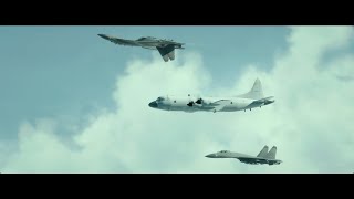 China Air Force J-11A Fighter Jets intercept USN P-3 Orion & USAF F-15C over East China Sea