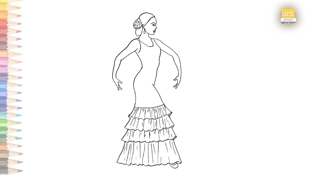 Raquel Lopez Flamenco Costume Designs Drawing | How To Draw Flamenco ...