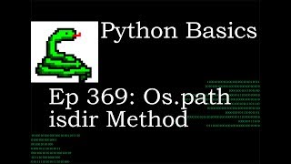Python Basics Os Path isdir Method