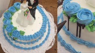 Cara menghias kue wedding, wedding Cake seperti 2 tingkat bunga buttercream lembut dan kokoh