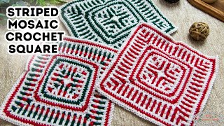 How to MOSAIC CROCHET a Striped Afghan Square Pattern