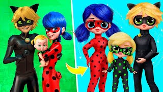 Ladybug and Cat Noir with Kids / 28 LOL OMG DIYs