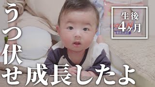 【生後４ヶ月】2ヶ月前と比較あり！うつ伏せ練習の成果が出たよ！【乳児】